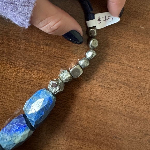 Turquoise pyrite and lapis stone statement necklace - Picture 5 of 5